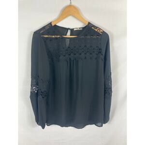 Pleione Crochet Detail Long Sleeve Blouse Size Small